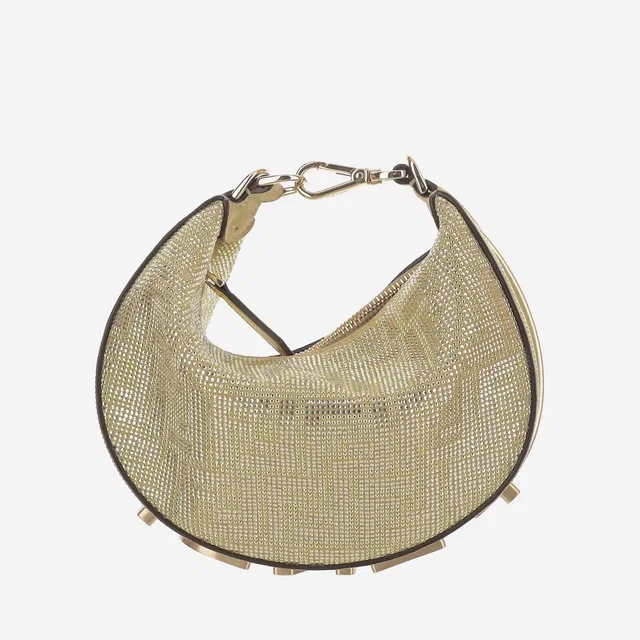 Fendi Crystal-Embellished Calfskin Shoulder Bag — Gold in Gold Calfskin from HEWI