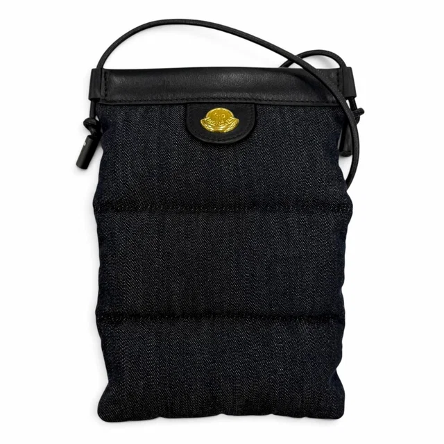 Moncler Puffy Phone Case Leather Logo Shoulder Bag Indigo in Leather from The Reluxe