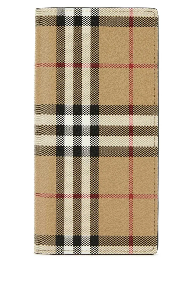 Burberry Printed Canvas Wallet — Beige Exterior: Polyurethane Cotton in Beige Canvas from HEWI
