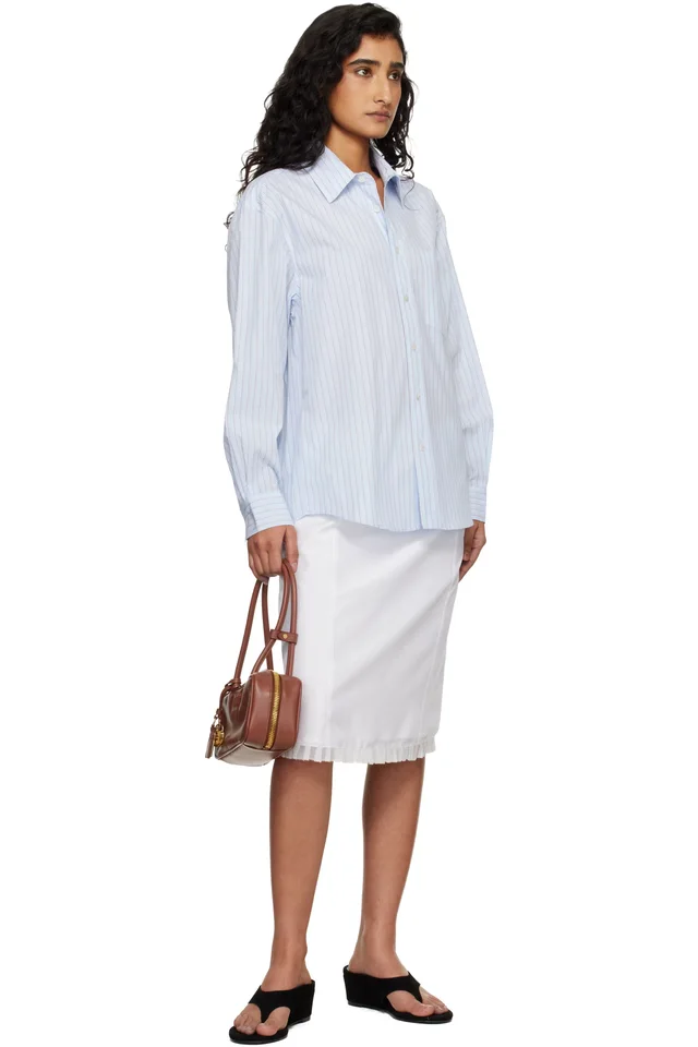 Dunst Blue Oversized Striped Shirt, photo 4 of 4 from SSENSE