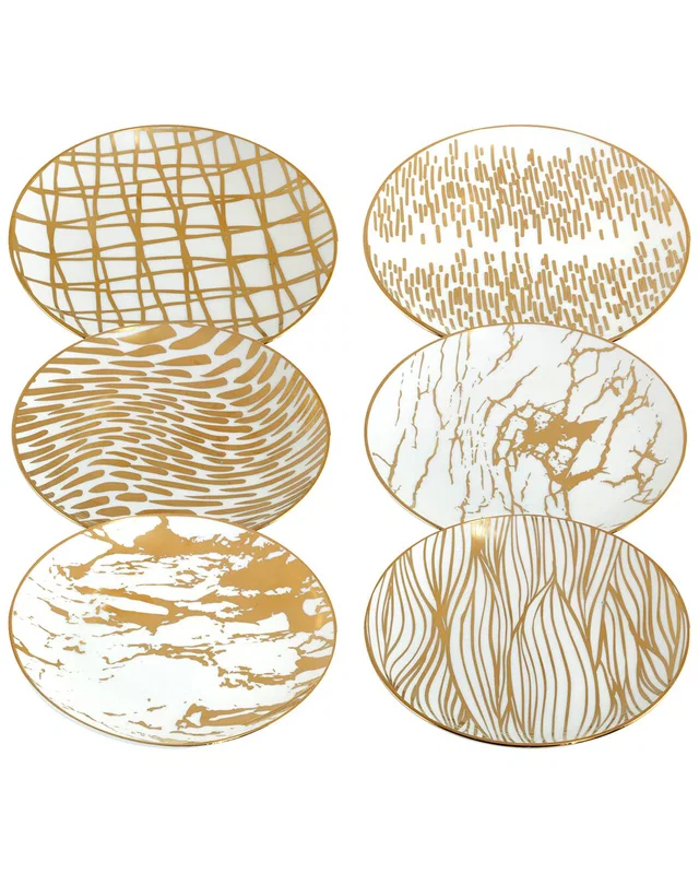 Certified International Matrix Gold Plated Canape Plates (Set of 6), image 1 of 1 from Rue La La