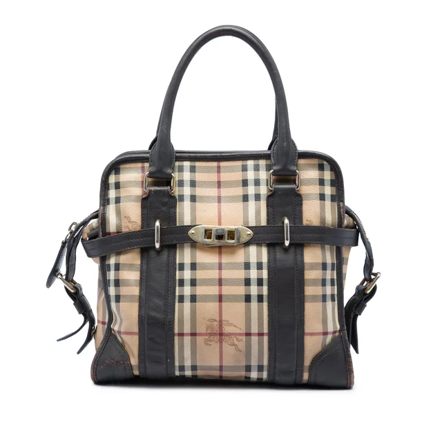 Black Burberry Haymarket Check Coated Canvas Minford Portrait Satchel in Black Coated canvas from Designer Revival, photo 1 of 1