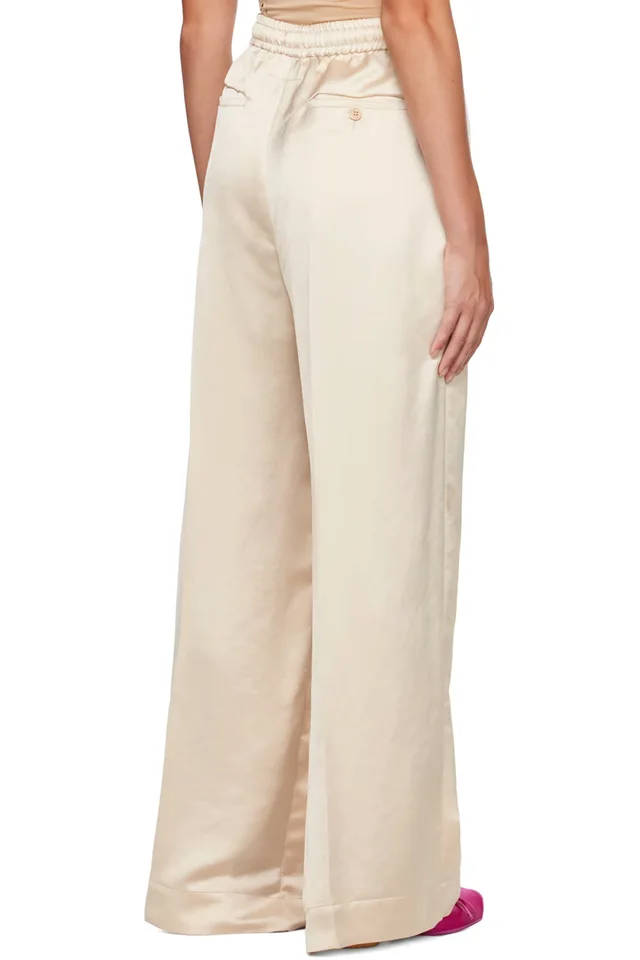 MM6 Maison Margiela Off-White Crinkled Trousers, photo 3 of 4 from SSENSE
