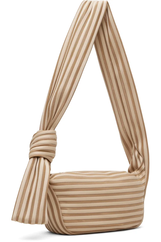 ISSEY MIYAKE Beige Linear Knit 58 Bag, photo 2 of 4 from SSENSE