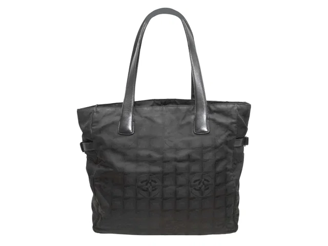 Black Chanel Nylon Logo Tote Bag in Black Nylon from Designer Revival