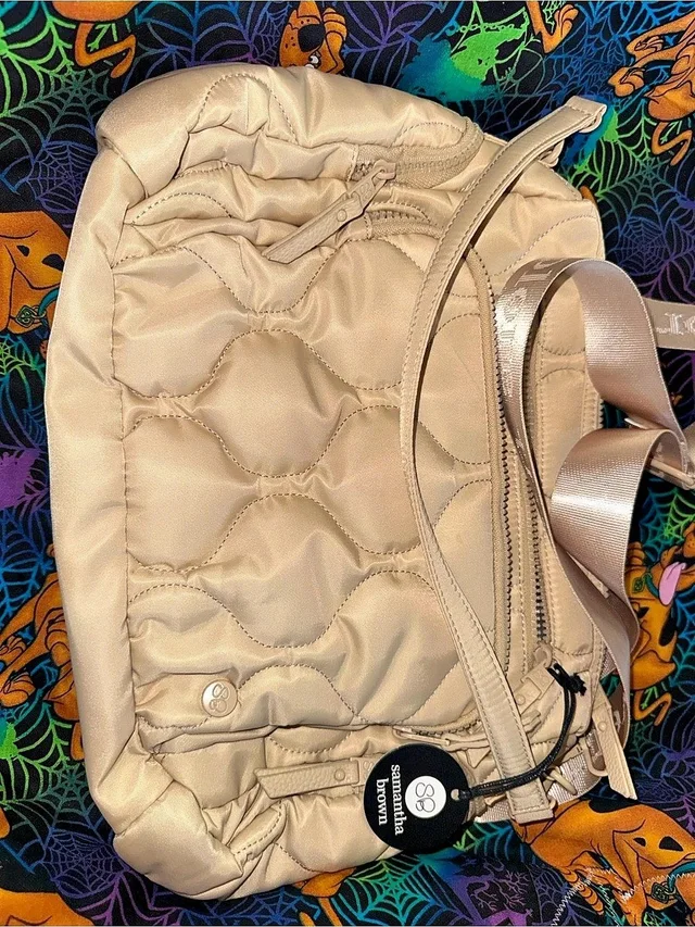 Samsonite Samantha Brown Backpack Quilted Travel Backpack In Beige in gray from Poshmark