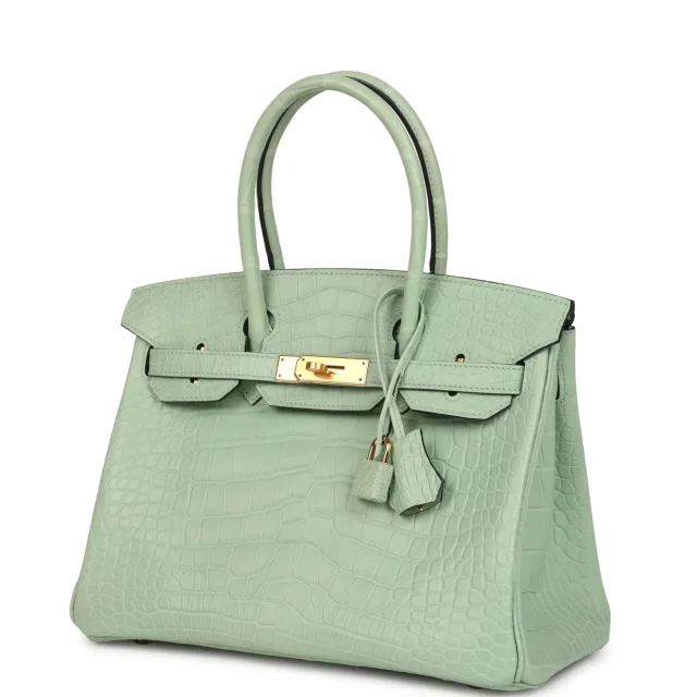 Hermès Birkin 30 Vert D'Eau Matte Alligator Gold Hardware in Green Exotic from Madison Avenue Couture, photo 5 of 9