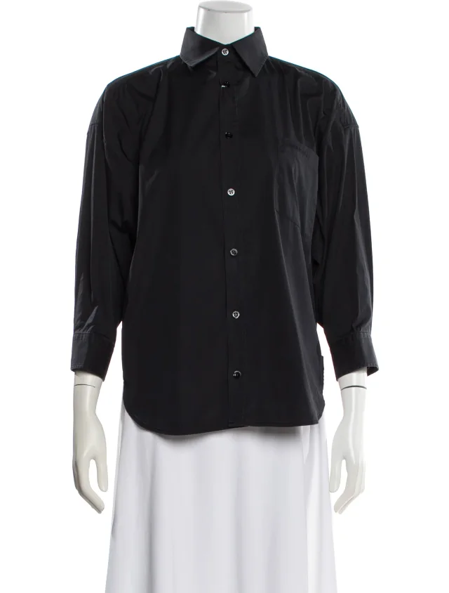 Balenciaga Three-Quarter Sleeve Button-Up Top in black from The RealReal