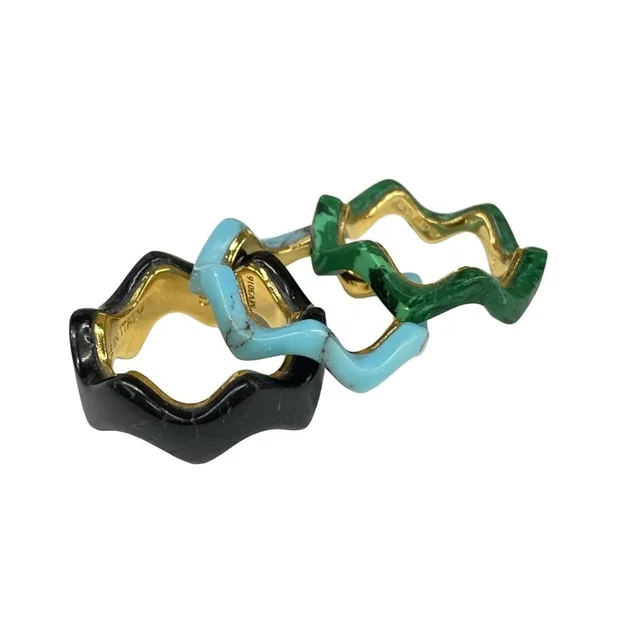 Fendi Triple Band Ring S Black Green in Black from The Reluxe