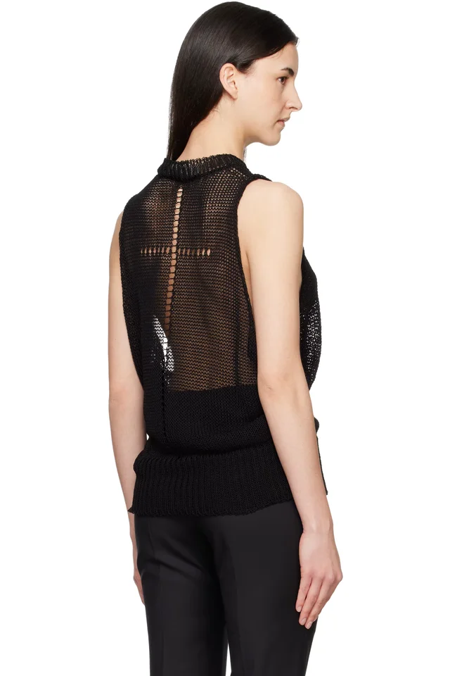 MATIÈRES FÉCALES Black Rivage Knit Tank Top, photo 3 of 3 from SSENSE