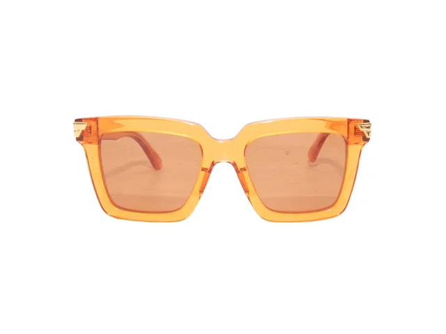 Orange Bottega Veneta Translucent Square Sunglasses in Orange from Designer Revival