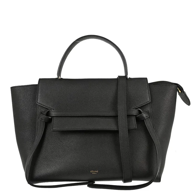 Celine Black Belt Bag Mini 2way Shoulder Handbag in Black Leather from AMORE Vintage Tokyo