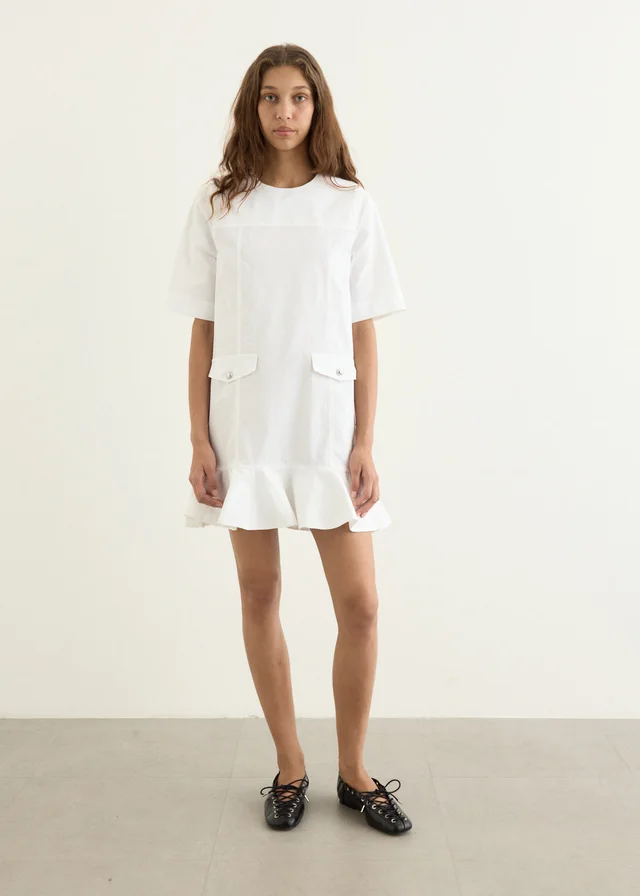 Ganni Stretch Cotton Mini Dress in White from Incu, photo 1 of 1