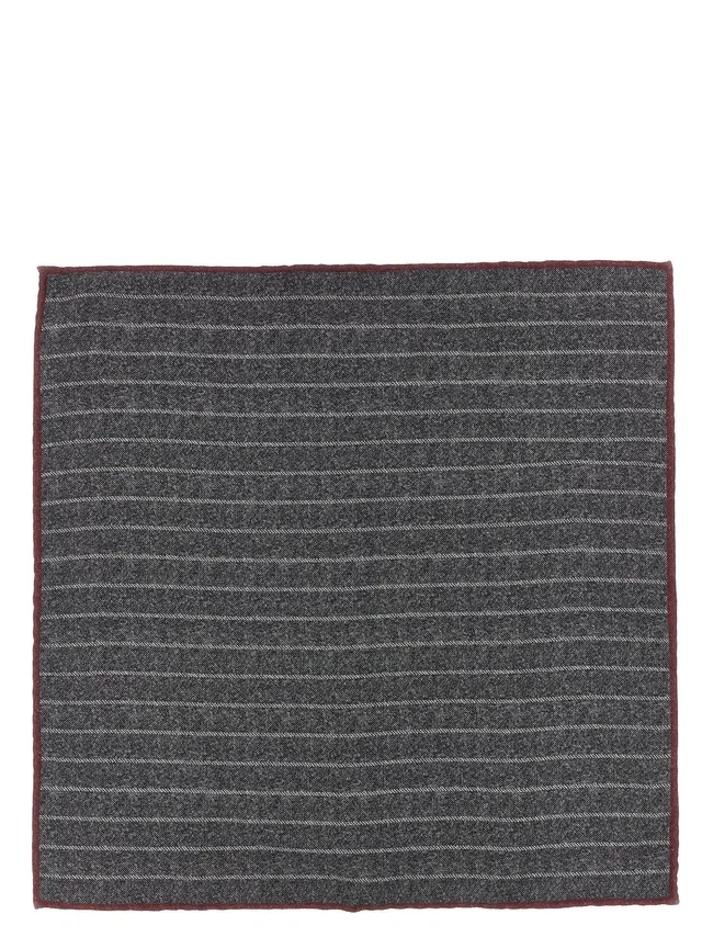 Brunello Cucinelli Pocket Square — Gray Pure Silk Accessory in Grey Silk from HEWI