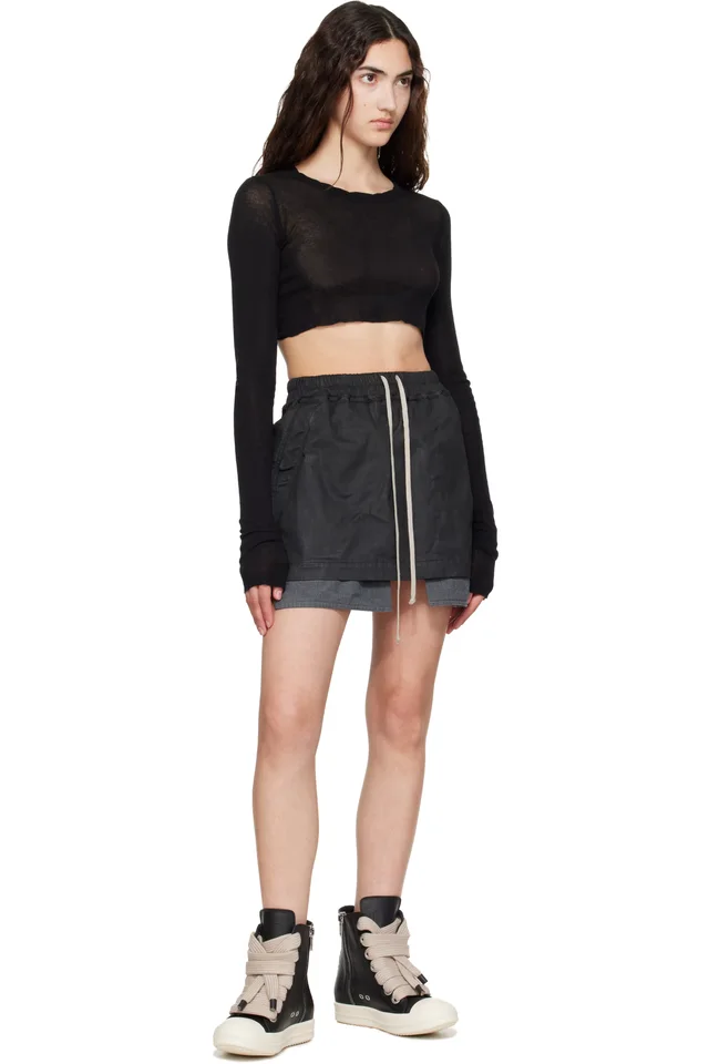 Rick Owens DRKSHDW Black Tower Fog Denim Miniskirt, photo 4 of 4 from SSENSE