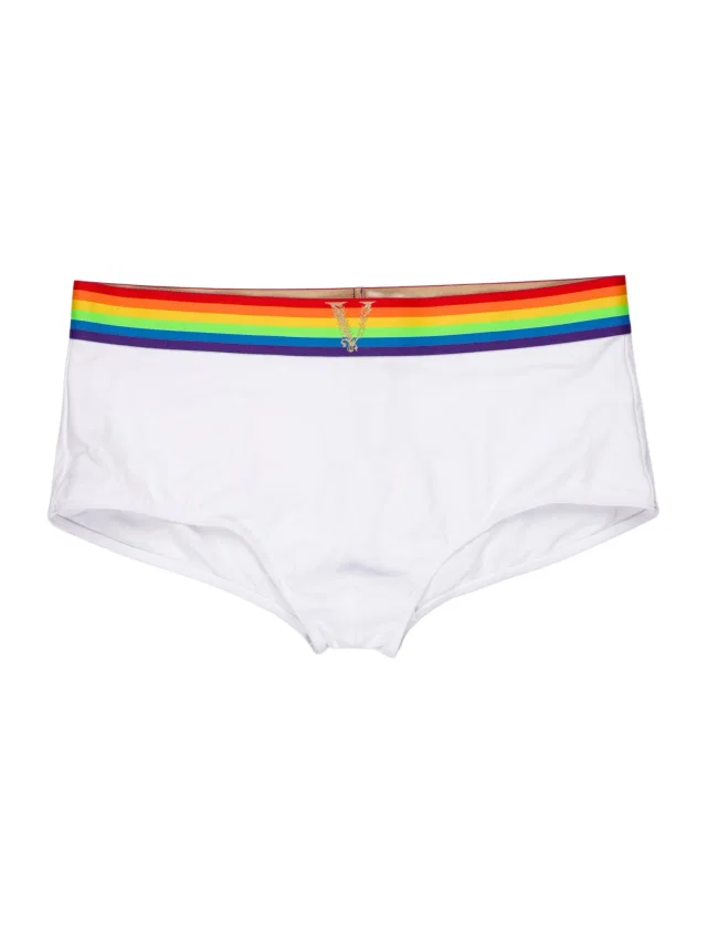 Versace Colorblock Pattern Swim Briefs in white from The RealReal
