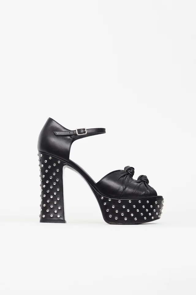 Saint Laurent Leather Candy Studded Platform Heel in Leather from VSP Consignment
