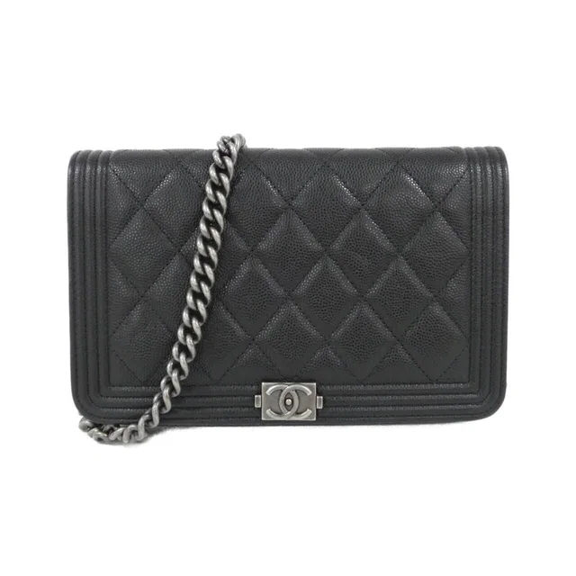 Chanel Line Chain Shoulder Bag Black in Black Caviar leather from The Reluxe