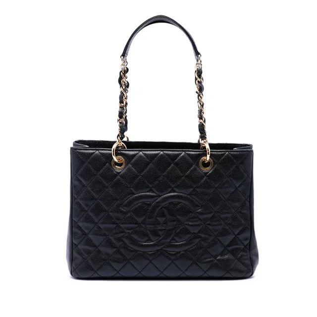 Black Chanel Caviar Grand Shopping Tote in Black Caviar leather from Designer Revival