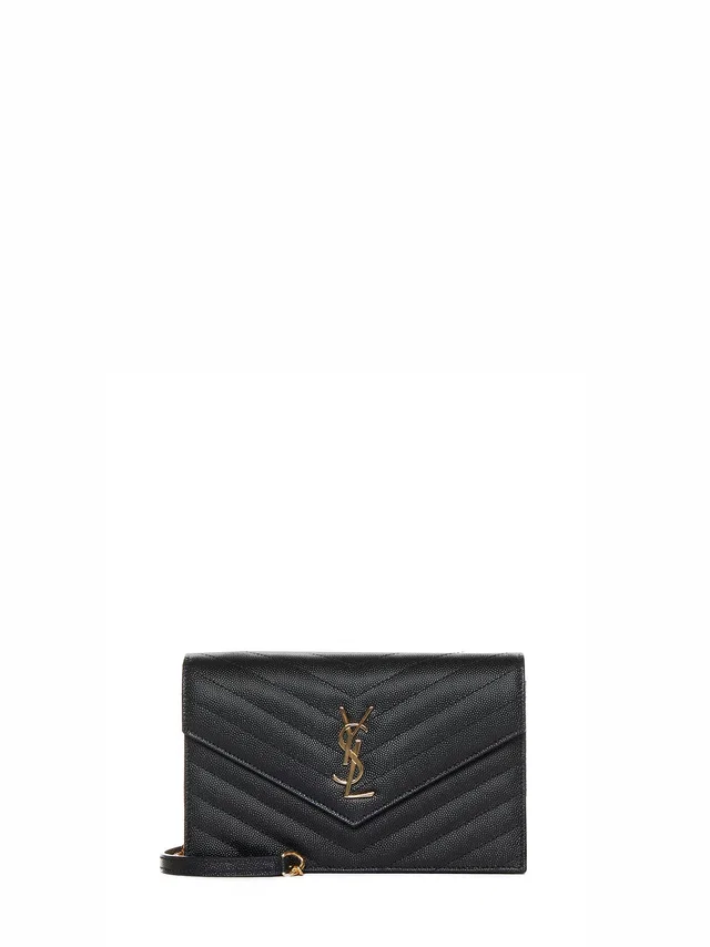 Saint Laurent Cassandre Clutch — Black Calf Leather in Black Calfskin from HEWI