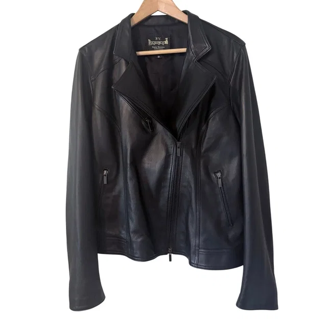 Ponte Vecchio Supple Black 100% Leather Lambskin (?) Moto Italian Jacket Coat in silver|gray|black Lambskin from Poshmark