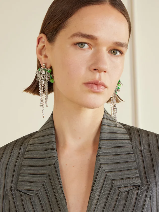 DRIES VAN NOTEN Silver-tone crystal earrings in Metallic, photo 2 of 2 from NET-A-PORTER (Canada)