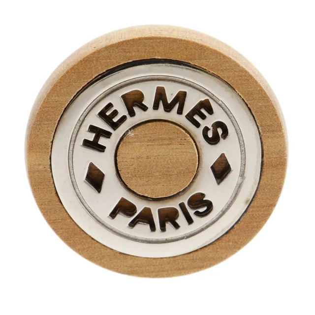 Hermès Sellier Wood Metal Earrings in Brown Wood from LuxUness, photo 5 of 6