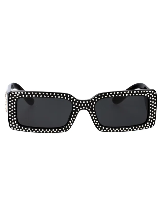 Dolce & Gabbana 0dg4447b Studded Rectangular Sunglasses — Black Acetate in Black from HEWI