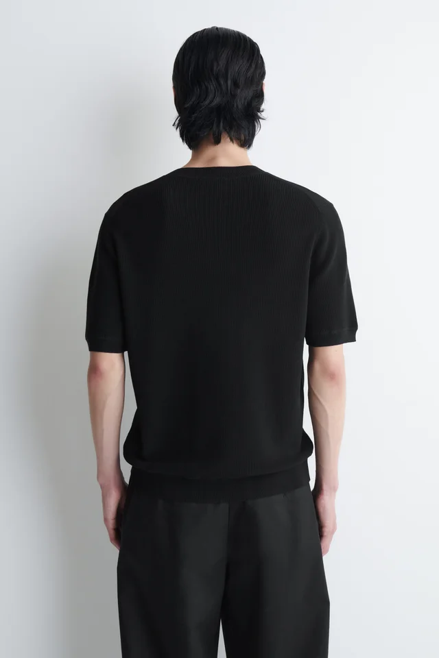 COS OPEN-COLLAR HENLEY T-SHIRT in Black, photo 5 of 7 from COS (Canada)