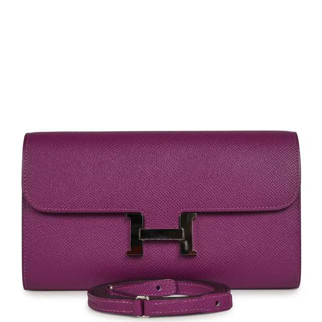 Hermès Constance Wallet To Go Anemone Epsom Palladium Hardware in Epsom leather from Madison Avenue Couture