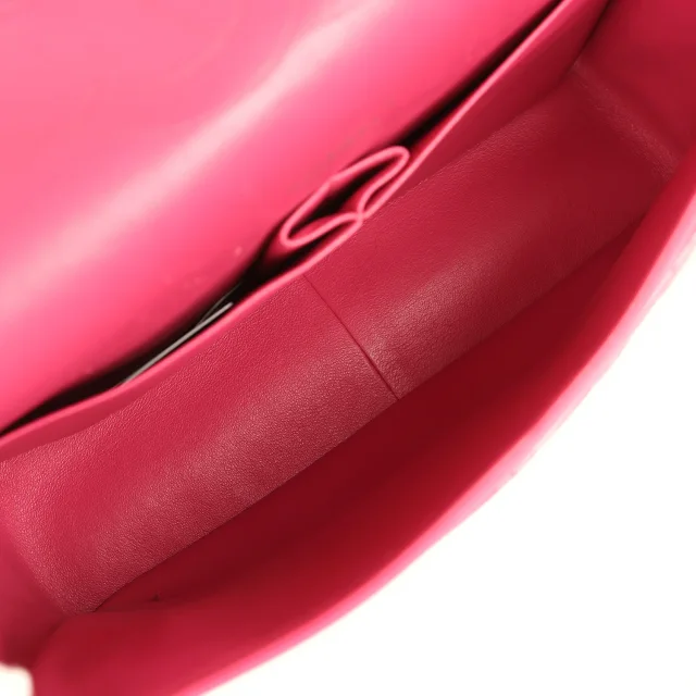 Chanel Maxi Classic Double Flap Bag Dark Pink Patent Silver Hardware in Pink Patent from Madison Avenue Couture, photo 9 of 10