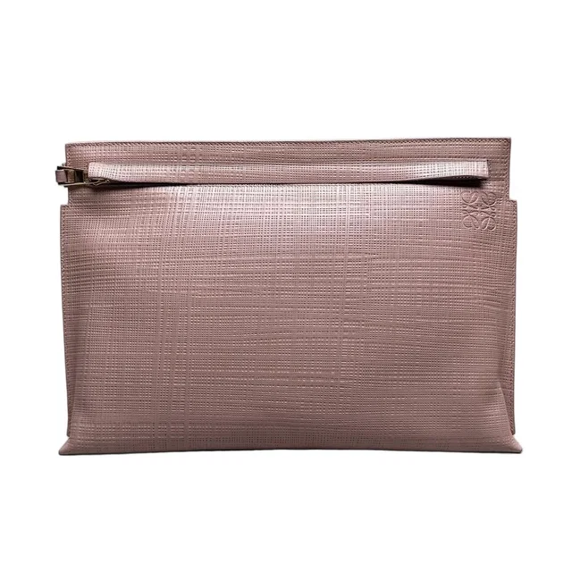 Loewe T Pouch Clutch Pink Beige Anagram in Beige Leather from The Reluxe