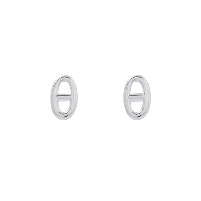 Hermès Earrings Farandole Chaine D'Ancre Motif TPM Silver Stud in Silver from The Reluxe