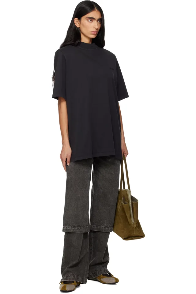 The Attico Black Padded Shoulder T-shirt, photo 4 of 4 from SSENSE