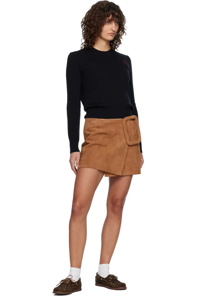 AMI Paris Black Wool Ami De Coeur Crewneck Sweater, photo 4 of 4 from SSENSE