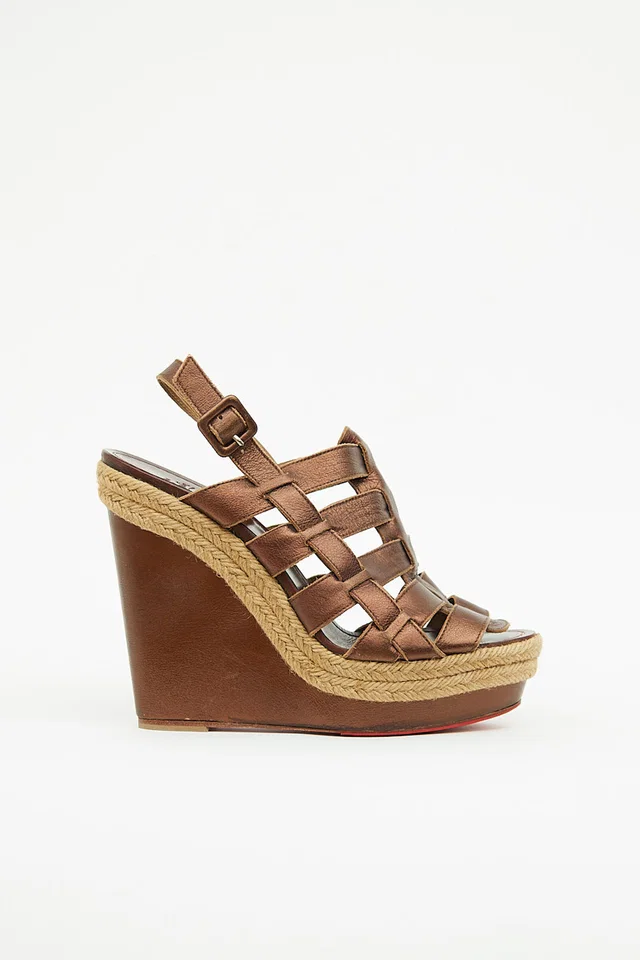 Christian Louboutin Caged Wedge Sandal in Leather from VSP Consignment