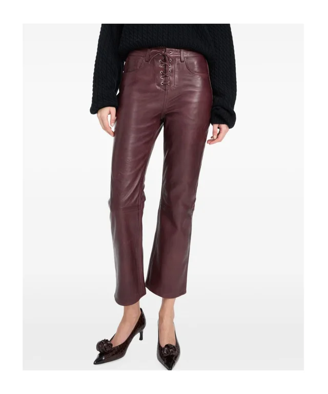 ROTATE flared leather Capri pants mahogany, photo 4 of 8 from SENSER