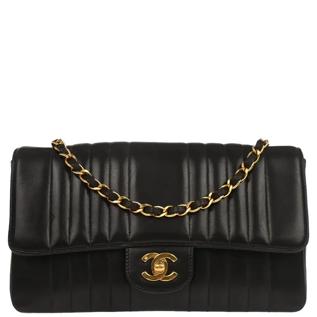 Chanel 1991-1994 Black Lambskin Mademoiselle Single Flap Shoulder Bag in Black Lambskin from AMORE Vintage Tokyo