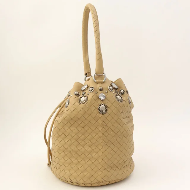 Bottega Veneta Bijoux Interlocking Handbag Beige in Beige Leather from VINTAGE QOO TOKYO, photo 5 of 11
