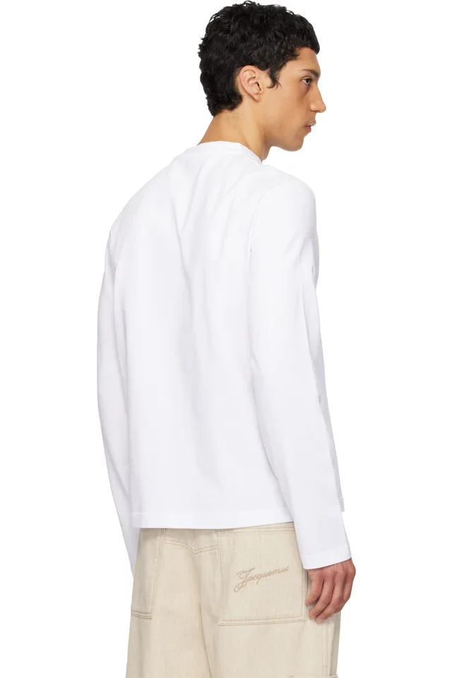 JACQUEMUS White 'The Gros Grain long-sleeve' T-shirt, photo 3 of 4 from SSENSE