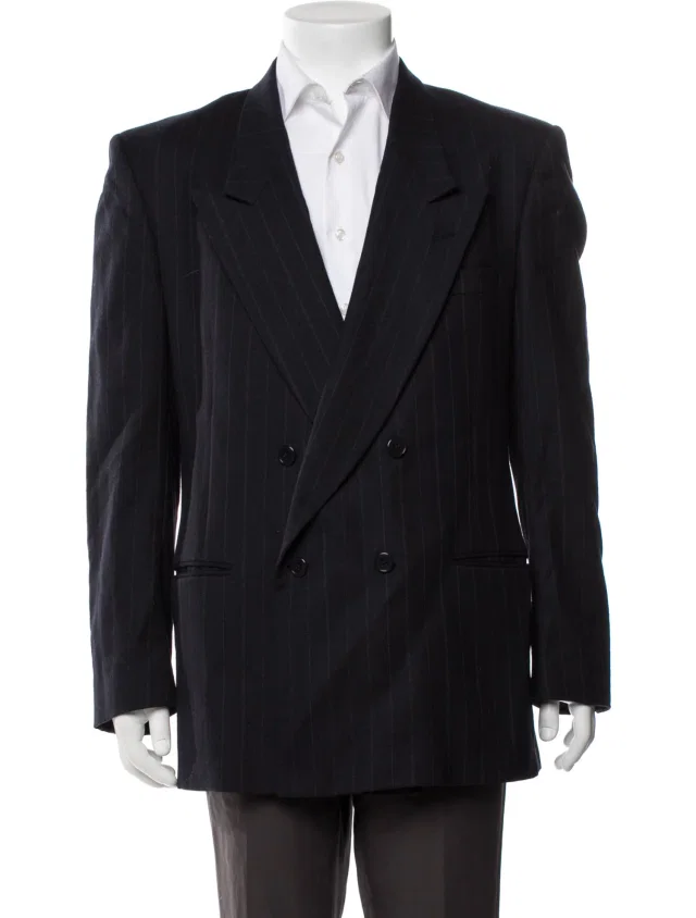Lanvin Striped Blazer in blue Satin from The RealReal