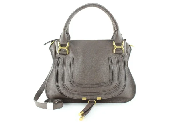 Chloé Grey Leather Medium Marcie 2way Flap Bag in Grey Leather from Bagriculture