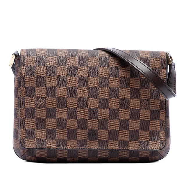 Brown Louis Vuitton Damier Ebene Musette Tango Long Strap Crossbody Bag in Brown Canvas from Designer Revival