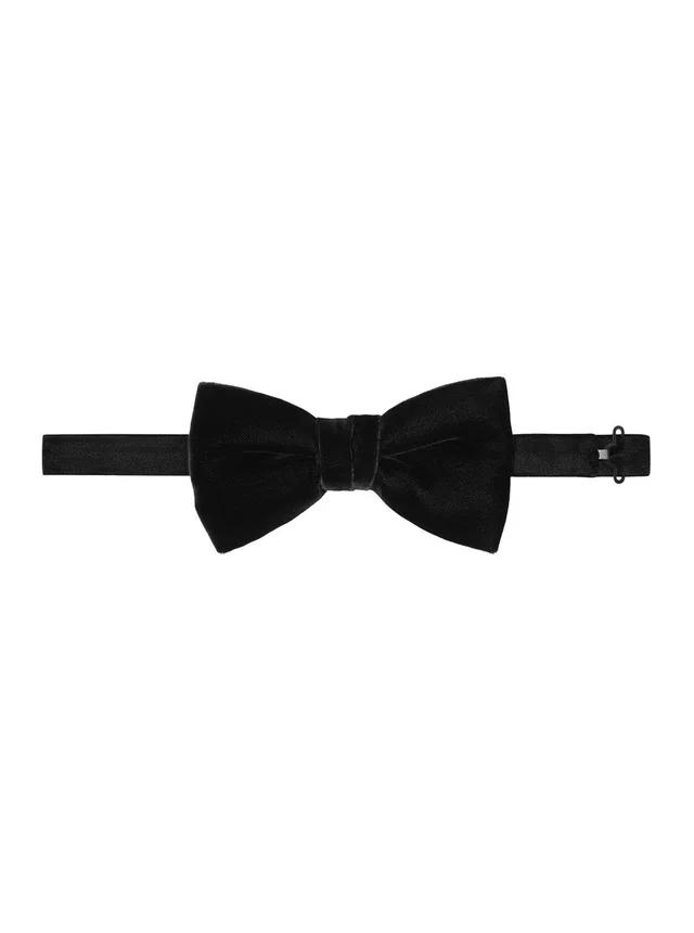 Saint Laurent Velvet Bow Tie — Black Viscose Ties in Black Velvet from HEWI