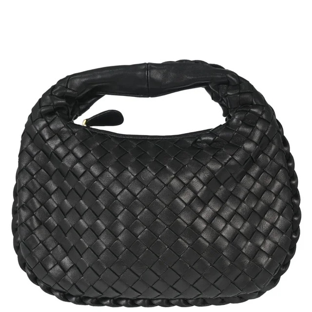 Bottega Veneta Black Lambskin Intrecciato Hobo Handbag in Black Lambskin from AMORE Vintage Tokyo