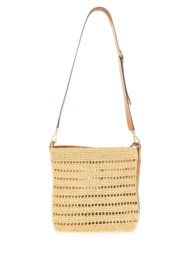 Etro Perforated Raffia Shoulder Bag — Beige Cotton in Beige Raffia from HEWI