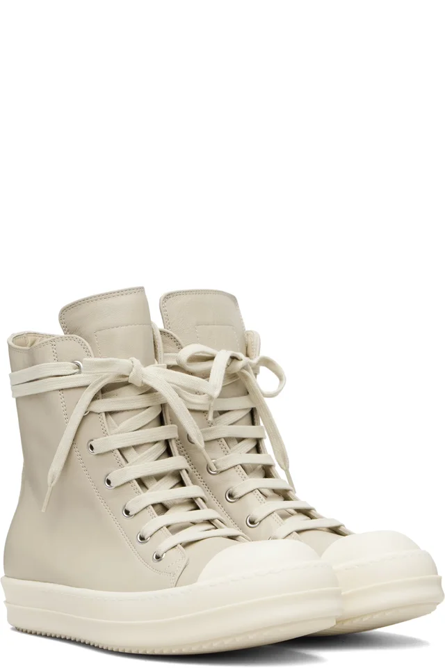 Rick Owens Beige Temple Sneakers, photo 4 of 5 from SSENSE