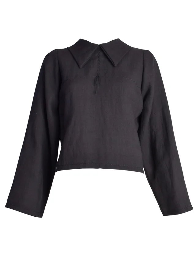 Maison Margiela Vintage SS 1999 'A Doll's Wardrobe' Black Collared Jacket Top in Black from Amarcord Vintage Fashion