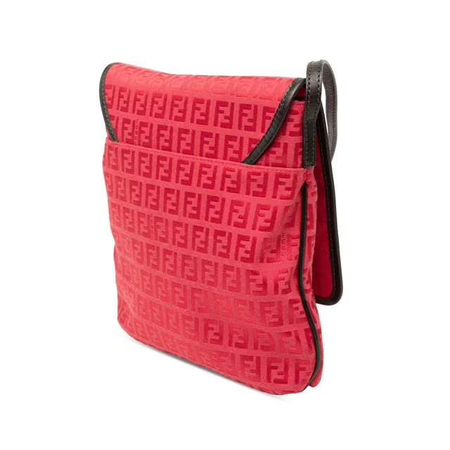 Red Fendi Zucchino Canvas Crossbody in Red Canvas from Designer Revival, photo 2 of 2