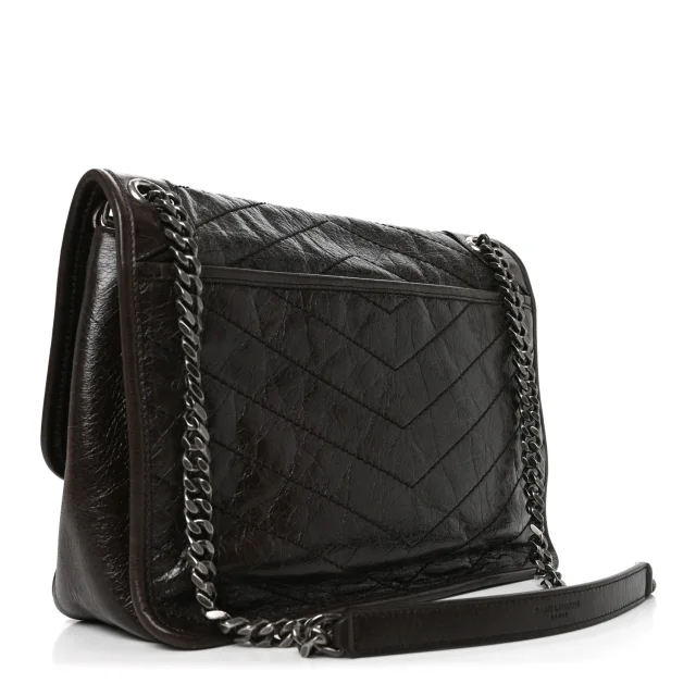 Saint Laurent Crinkled Calfskin Matelasse Monogram Medium Niki Chain Satchel Moka in Calfskin from FASHIONPHILE, photo 3 of 10